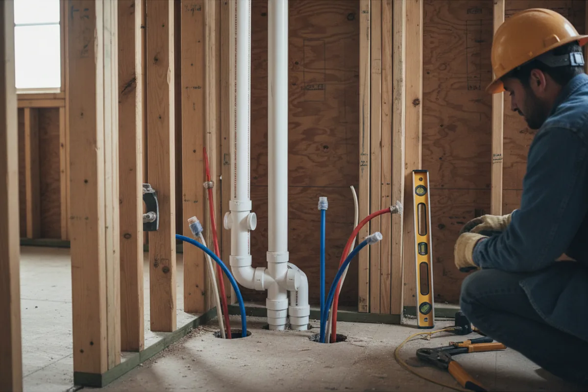 Drain and supply rough-in during Drain Cleaning in Midway